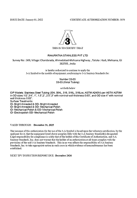 3A Certificate - Raajratna Tube